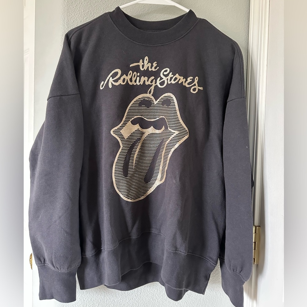 Abercrombie Kids Charcoal Sweatshirt Rolling Stones glittering